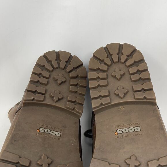 BOGS Johnny 5 Eye Ankle Boots Mens 8.5 Brown Leather Waterproof Slip Resistant - Picture 15 of 16